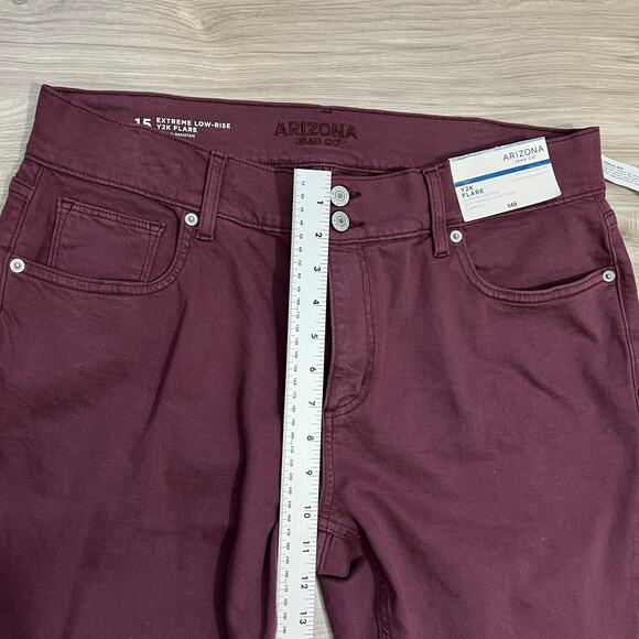 Arizona Jean Co Y2K Flare Extreme Low Rise Purple Denim Jeans Junior Size 15 - Picture 5 of 12